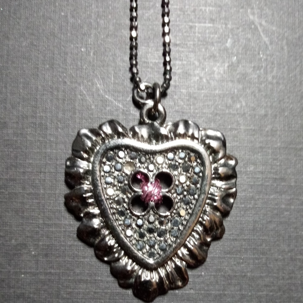 BETSEY JOHNSON MARCASITE HEART NECKLACE